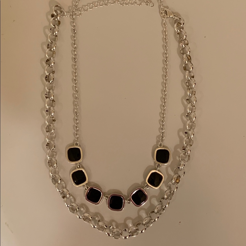 Black Square Necklace & Chain Necklace